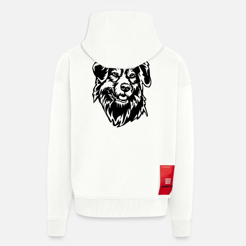 Tête de Shepherd australien - Veste à capuche bio épaisse oversize fabriqué en UE - OFF WHITE