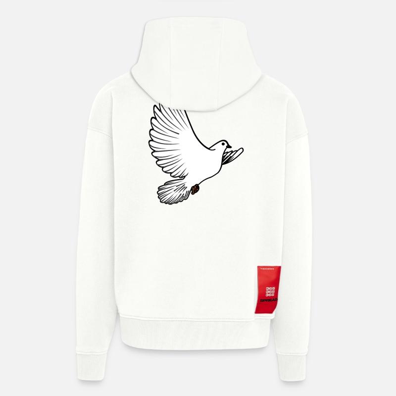 Weiße Taubenbrieftaube Ziertaube oder Friedenstaube - Zip Hoodie - made by SPREAD - OFF WHITE