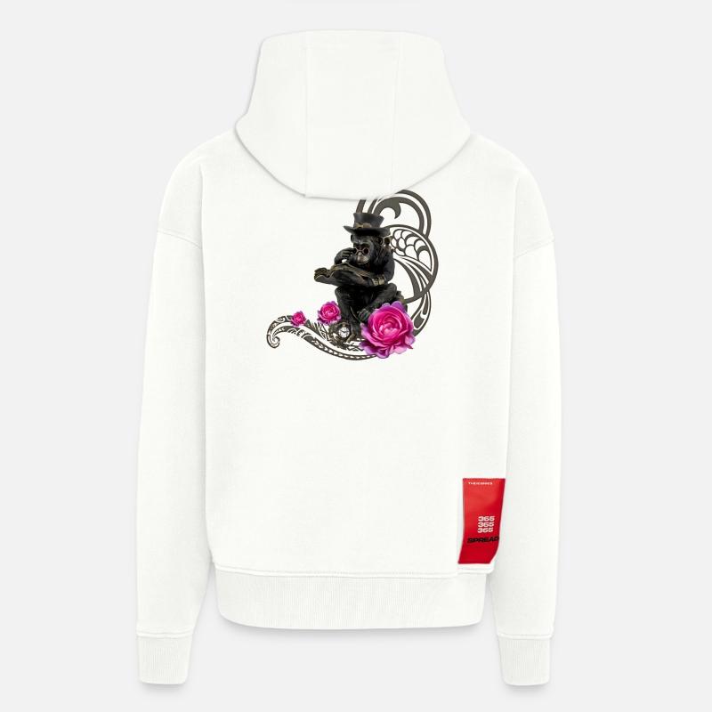 Lustiger Steampunk-Affe liest ein Buch - Zip Hoodie - made by SPREAD - OFF WHITE