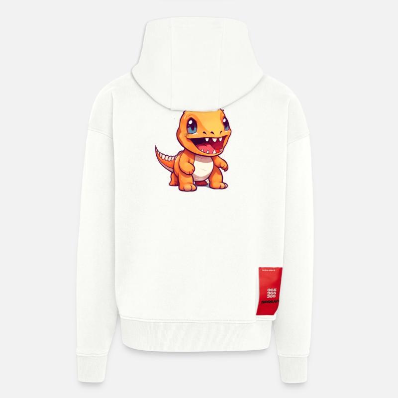 Conception de petit dinosaure Dino - Veste à capuche bio épaisse oversize fabriqué en UE - OFF WHITE