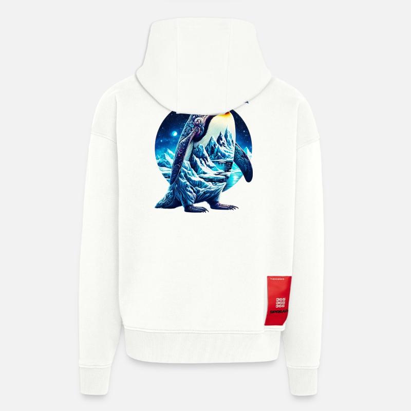 Pingouin - Veste à capuche bio épaisse oversize fabriqué en UE - OFF WHITE