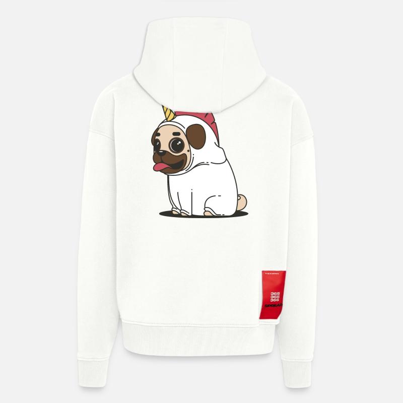 Knuffiger Einhorn Mops - Zip Hoodie - made by SPREAD - OFF WHITE
