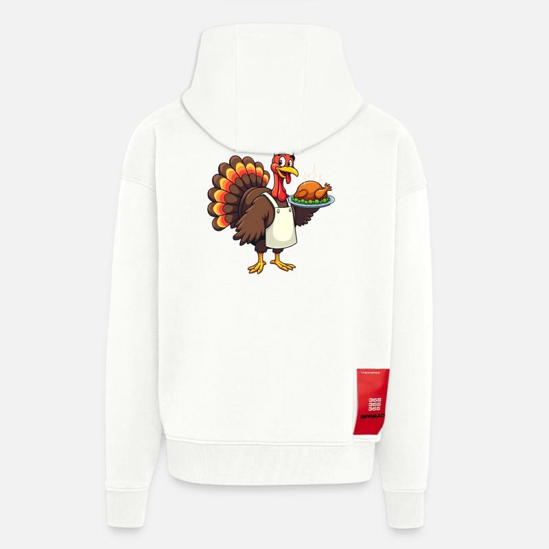 Cuisinier de dinde de Thanksgiving Thanksgiving - Veste à capuche bio épaisse oversize fabriqué en UE - OFF WHITE