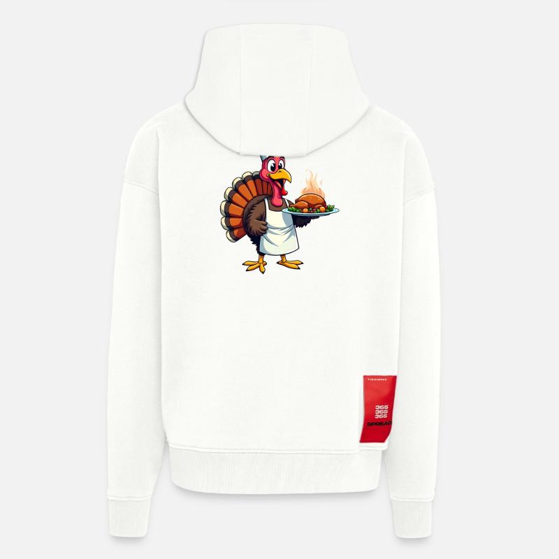 Cuisinier de dinde de Thanksgiving Thanksgiving - Veste à capuche bio épaisse oversize fabriqué en UE - OFF WHITE