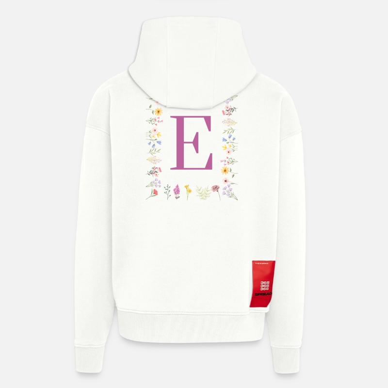 Monogramm E mit Frühlingsblüten - Zip Hoodie - made by SPREAD - OFF WHITE