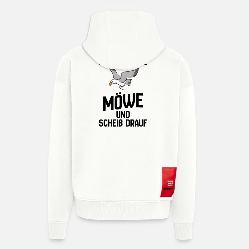 Seemöwe im Flug Cartoon-Design - Scheiß drauf - Zip Hoodie - made by SPREAD - OFF WHITE