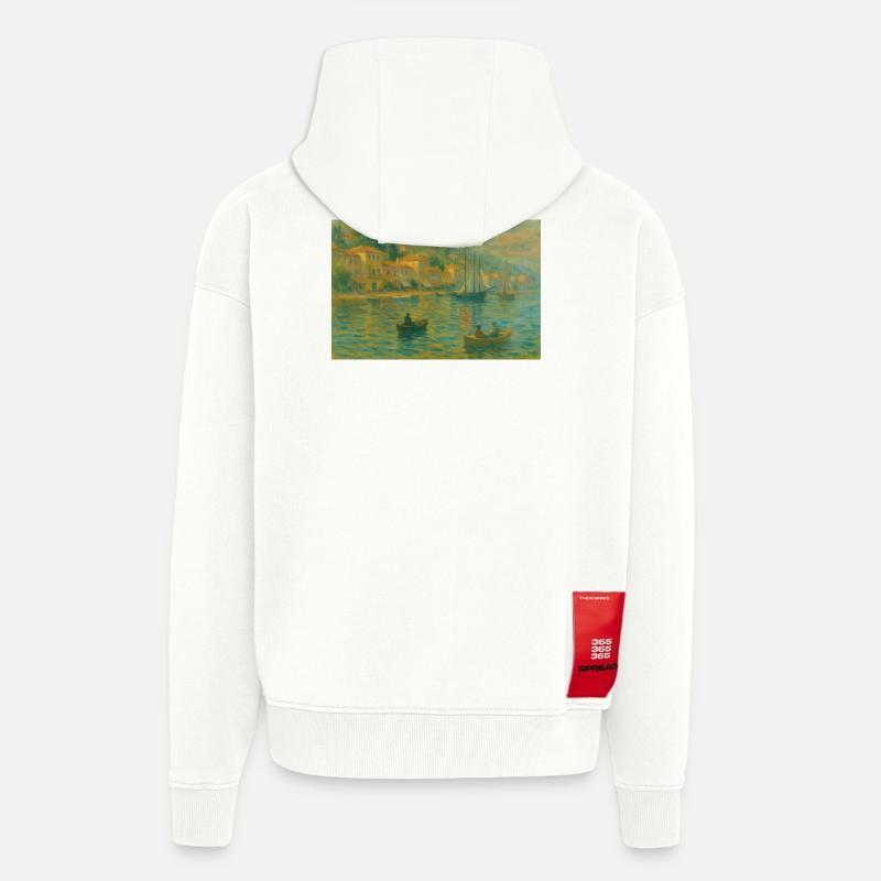 Harbour impression lumière du soir - Veste à capuche bio épaisse oversize fabriqué en UE - OFF WHITE