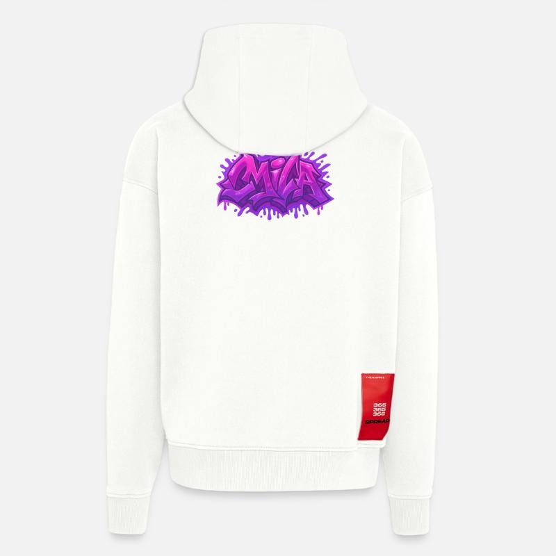 Graffiti  MILA Prénom cadeau idéal imprimable - Veste à capuche bio épaisse oversize fabriqué en UE - OFF WHITE