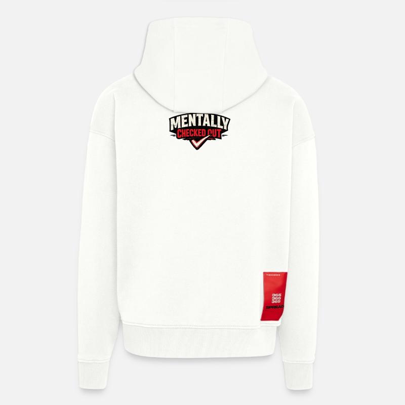 Déconnecté mentalement - Veste à capuche bio épaisse oversize fabriqué en UE - OFF WHITE