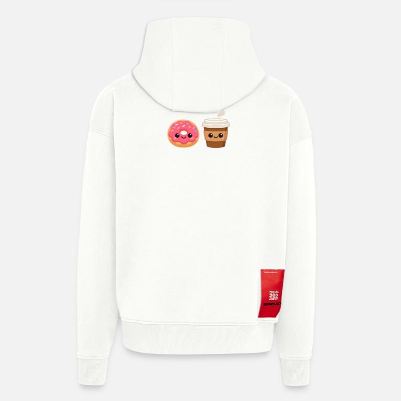 Amis du Donut et du Café - Veste à capuche bio épaisse oversize fabriqué en UE - OFF WHITE