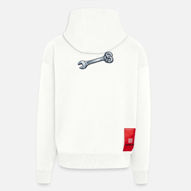 Clef à molette Bretzel - Veste à capuche bio épaisse oversize fabriqué en UE - OFF WHITE