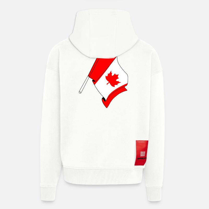 Drapeau du Canada - Veste à capuche bio épaisse oversize fabriqué en UE - OFF WHITE
