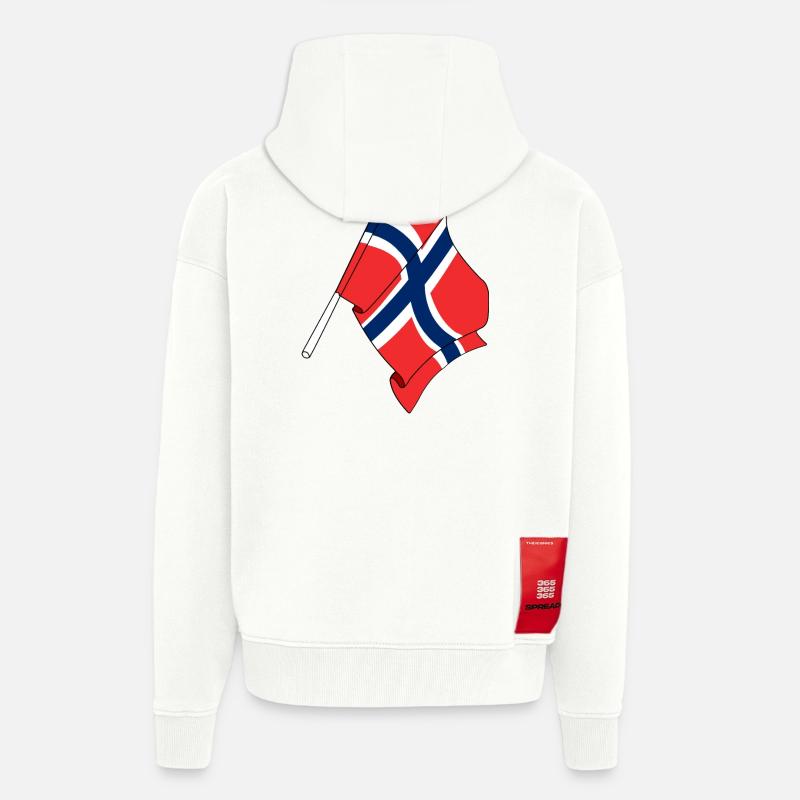 Drapeau Norvège - Veste à capuche bio épaisse oversize fabriqué en UE - OFF WHITE