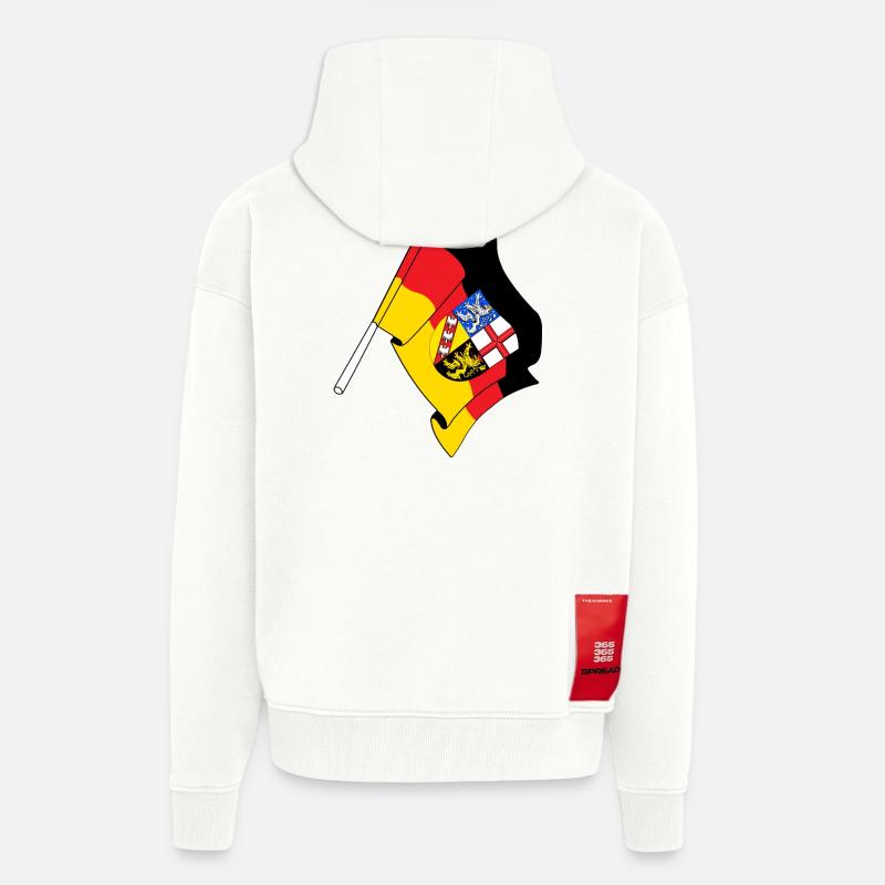 Drapeau de la Sarre - Veste à capuche bio épaisse oversize fabriqué en UE - OFF WHITE