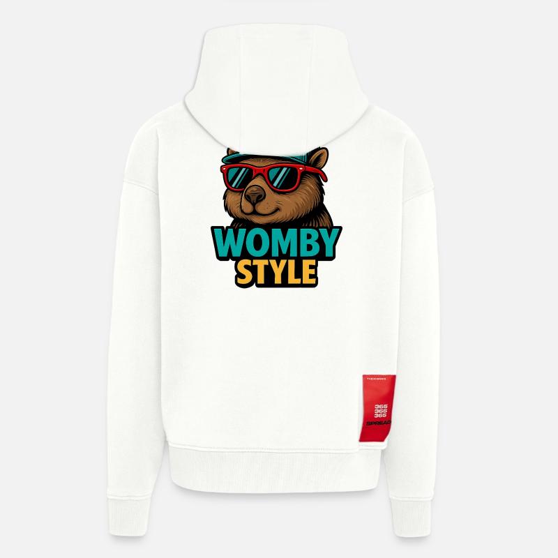 Womby Style Beaver with Sunglasses - Zip Hoodie - made by SPREAD - OFF WHITE