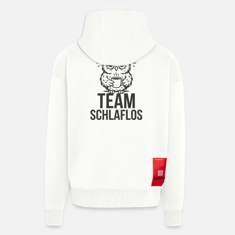 Team Schlaflos – Müde Eule - Zip Hoodie - made by SPREAD - OFF WHITE