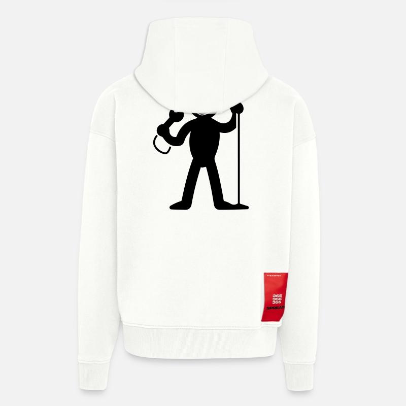 Chanteur avec micro - Veste à capuche bio épaisse oversize fabriqué en UE - OFF WHITE