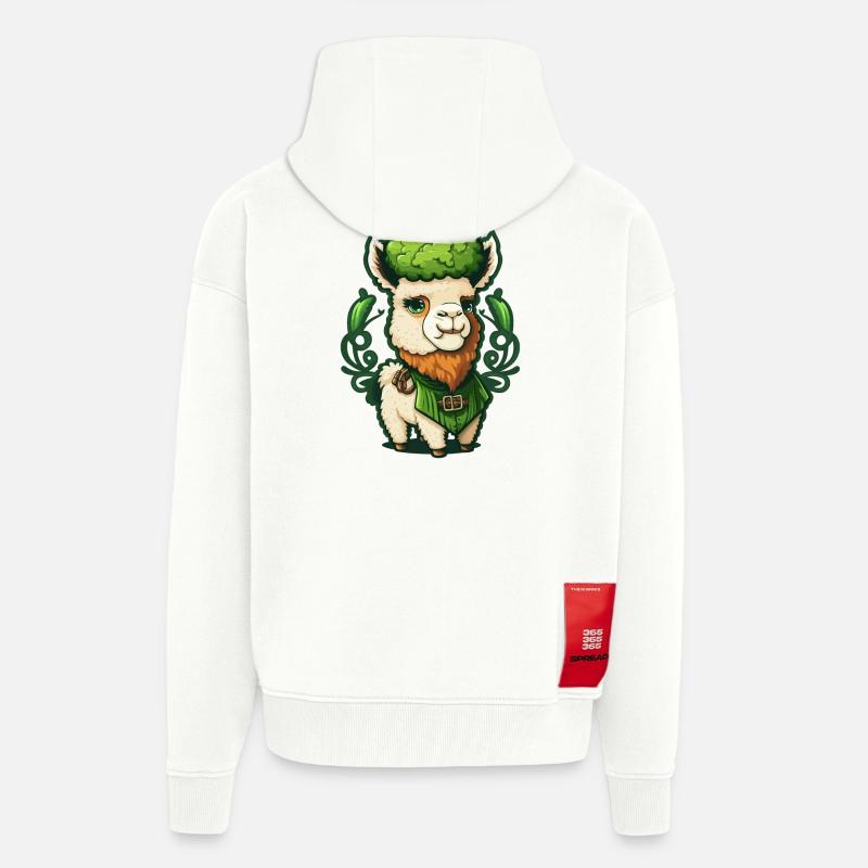 Doux Lama de la Saint-Patrick - Veste à capuche bio épaisse oversize fabriqué en UE - OFF WHITE