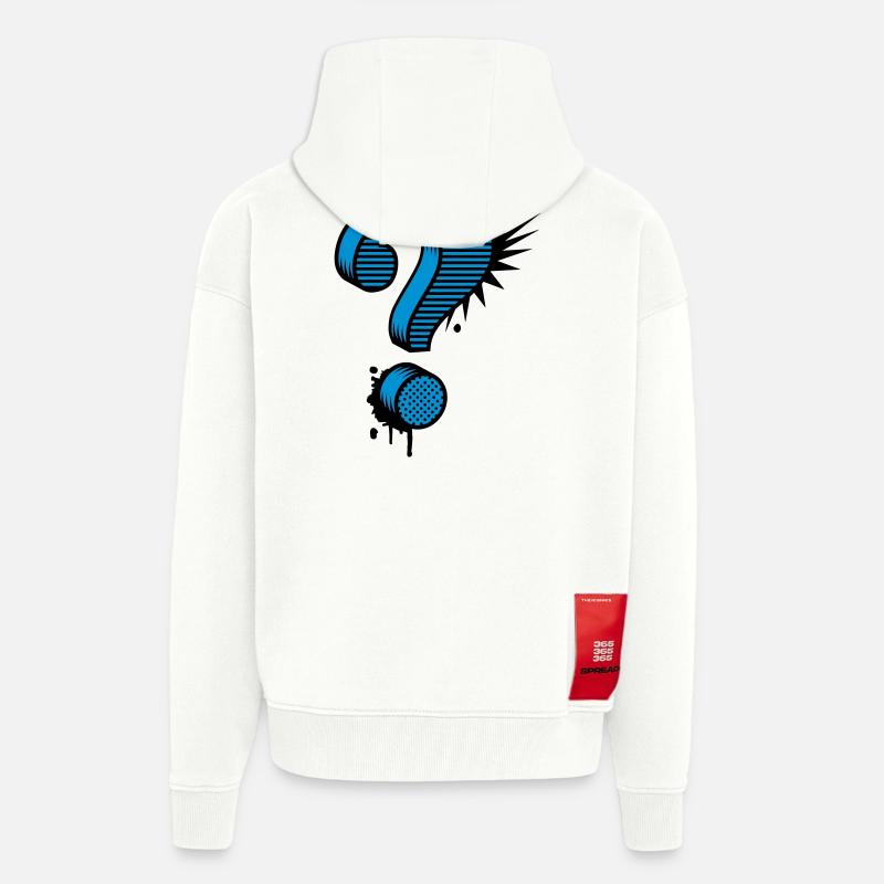 Un point d'interrogation graffiti - Veste à capuche bio épaisse oversize fabriqué en UE - OFF WHITE