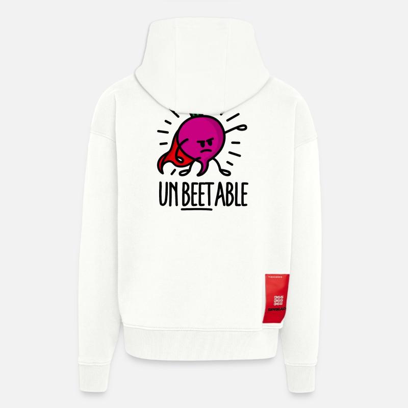 Unbeetable / unbeatable beet betterave imbattable - Veste à capuche bio épaisse oversize fabriqué en UE - OFF WHITE