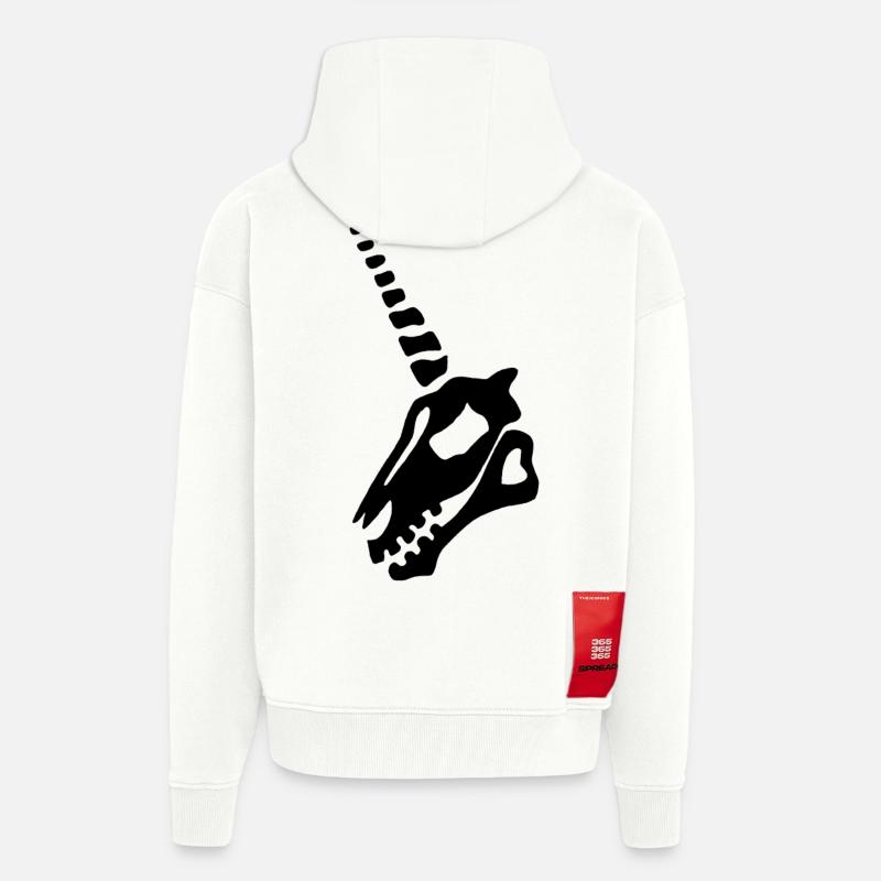 schwarzer Einhornschädel - Zip Hoodie - made by SPREAD - OFF WHITE