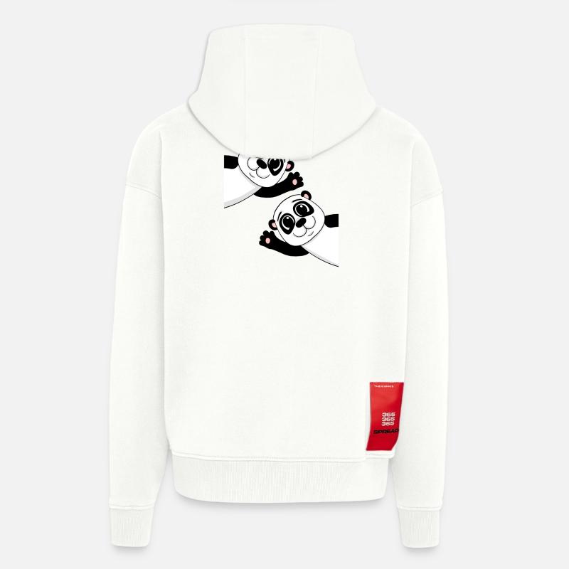 Pandas mignons - Veste à capuche bio épaisse oversize fabriqué en UE - OFF WHITE