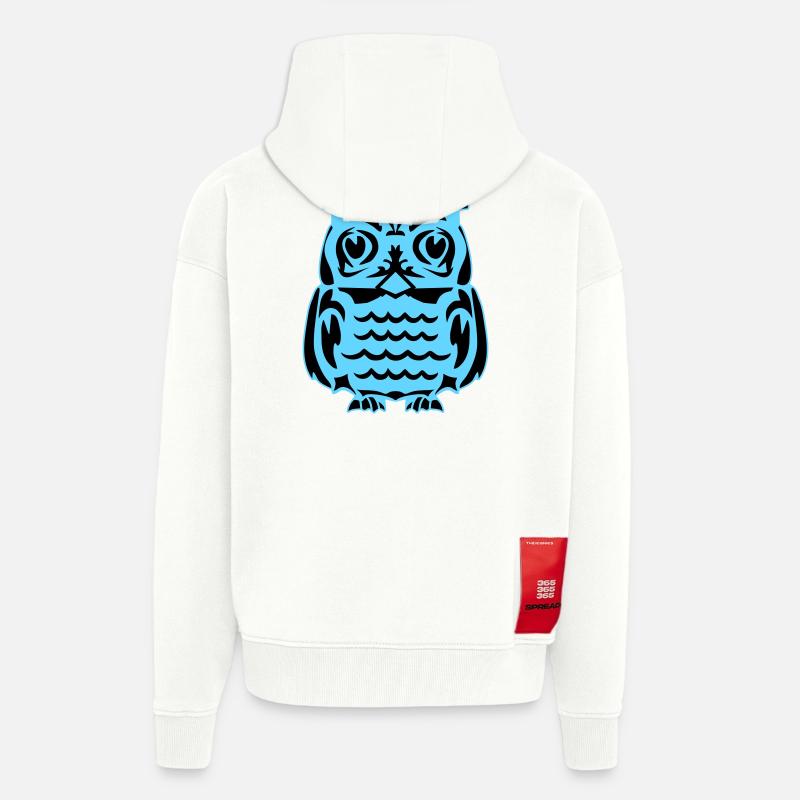 Lichtblaue abstrakte Eule - Zip Hoodie - made by SPREAD - OFF WHITE