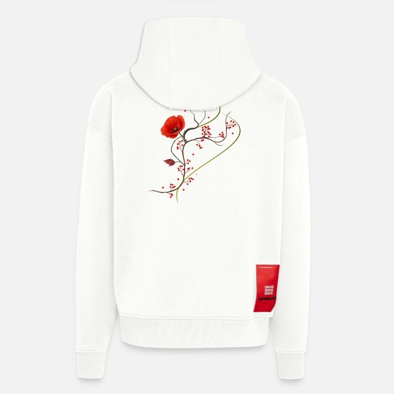 Ikebana Collage mit Mohnblume Zen Stil - Zip Hoodie - made by SPREAD - OFF WHITE
