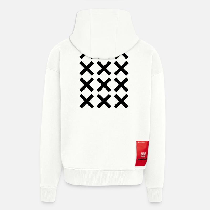 X pattern grid design - Zip Hoodie - made by SPREAD - OFF WHITE