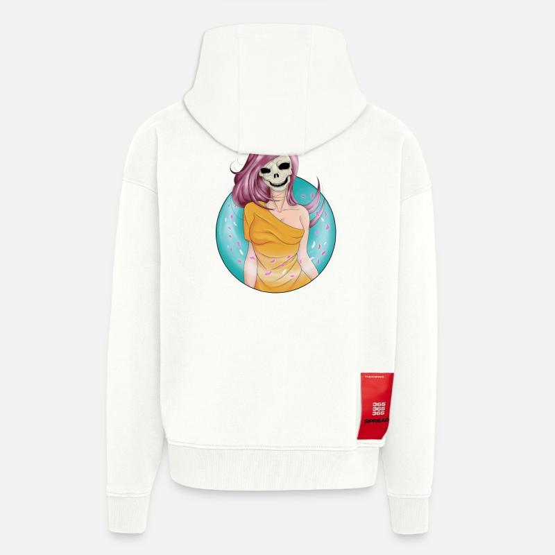 Crâne du vent - Veste à capuche bio épaisse oversize fabriqué en UE - OFF WHITE