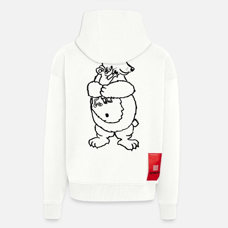 Mouse Bear Hug Love Mouse Bear - Zip Hoodie - made by SPREAD - OFF WHITE
