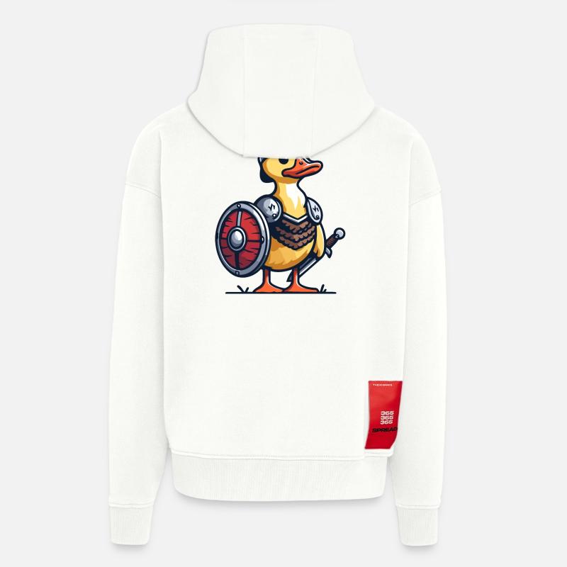 Viking Quack : Le canard du Valhalla - Veste à capuche bio épaisse oversize fabriqué en UE - OFF WHITE