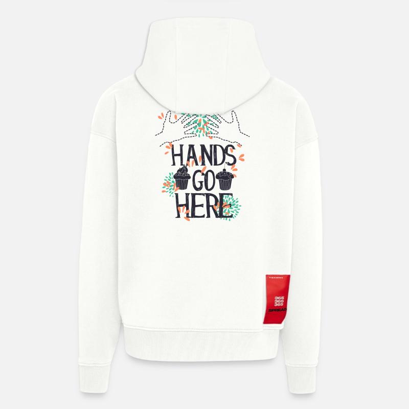 Hands go here CUPCAKE - Veste à capuche bio épaisse oversize fabriqué en UE - OFF WHITE