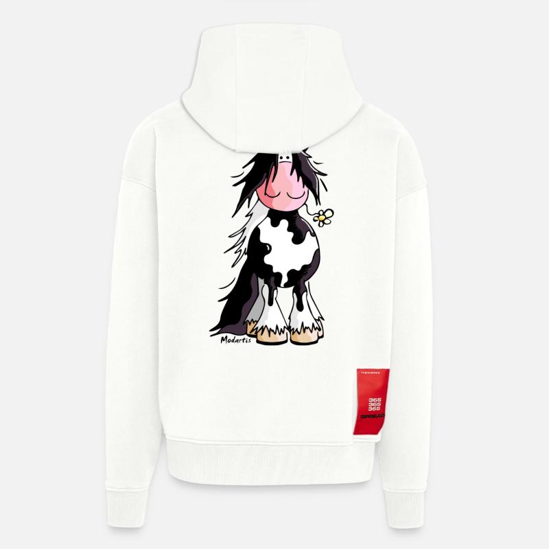 Gypsy Cob - Irish Cob – Pinto – Cheval - Veste à capuche bio épaisse oversize fabriqué en UE - OFF WHITE