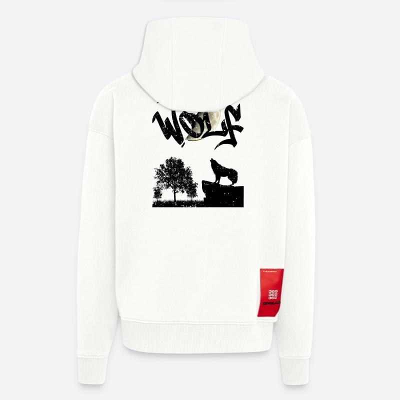 Lebe wie ein Wolf - Zip Hoodie - made by SPREAD - OFF WHITE
