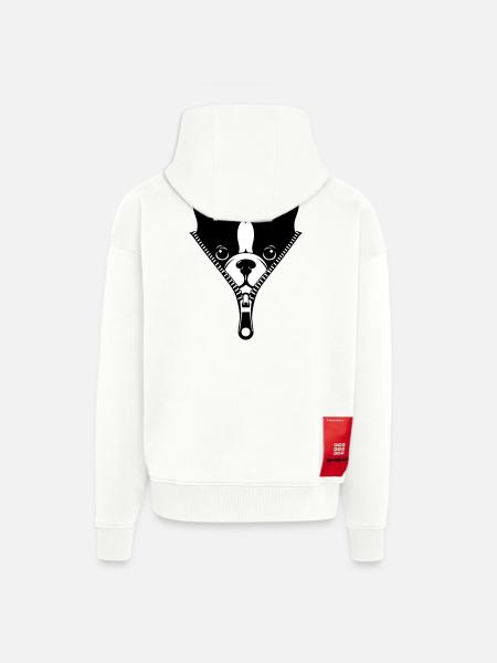 French Bulldog in a Zipper - Zip Hoodie - made by SPREAD - OFF WHITE