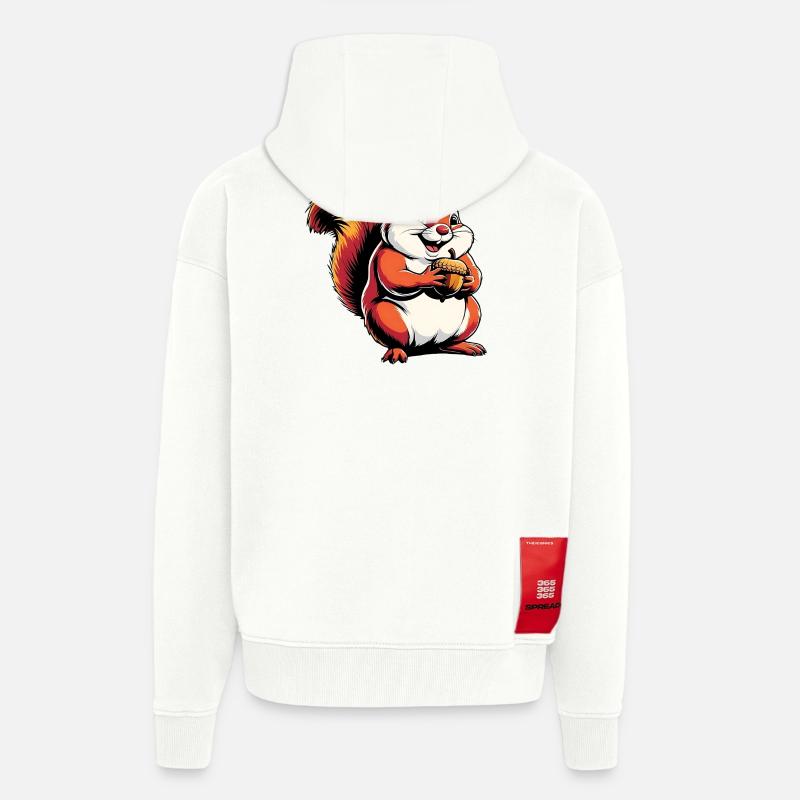 Witziger Eichhörnchen CartoonMit Eichel - Zip Hoodie - made by SPREAD - OFF WHITE