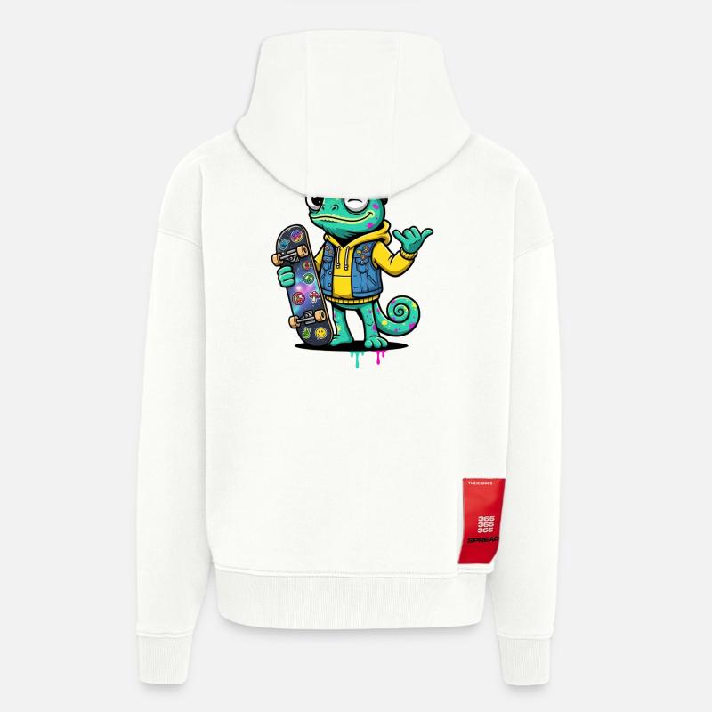 Jeu de couleur Chameleon Skate Crew - Veste à capuche bio épaisse oversize fabriqué en UE - OFF WHITE