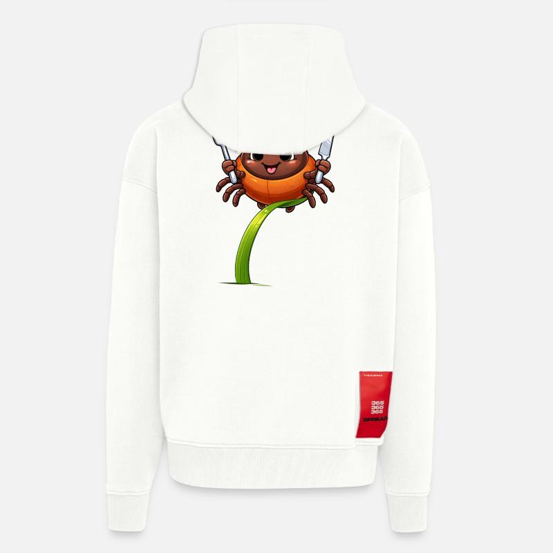 Tick drôle avec des couverts - Veste à capuche bio épaisse oversize fabriqué en UE - OFF WHITE