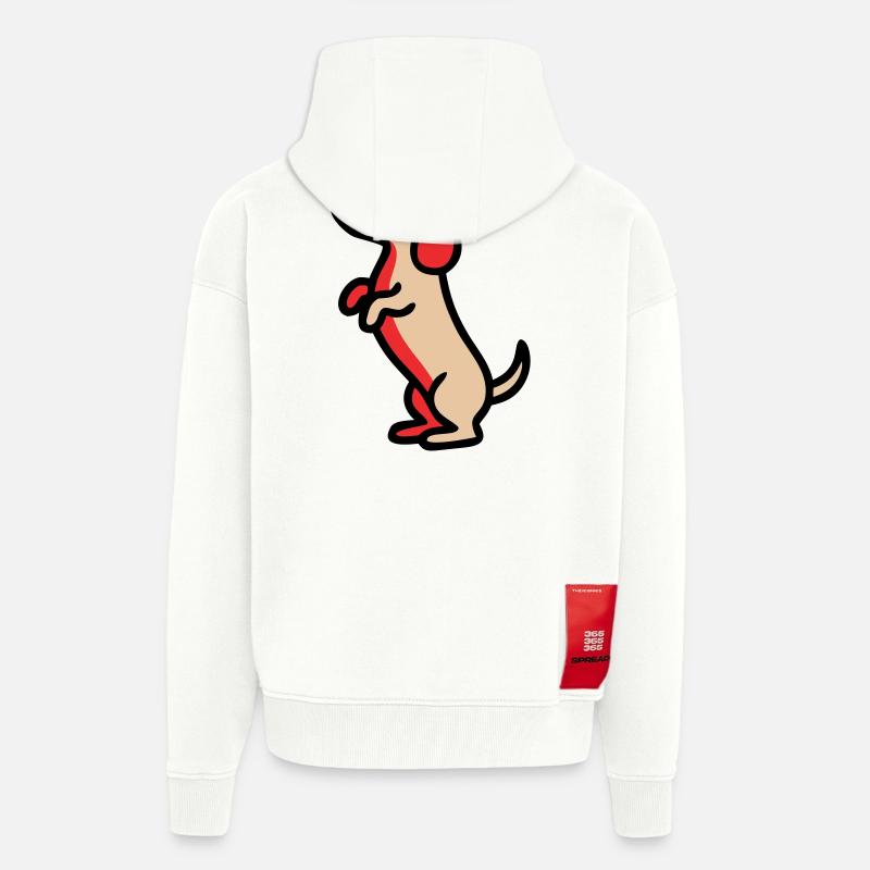 Petit teckel Mec Comic - Veste à capuche bio épaisse oversize fabriqué en UE - OFF WHITE