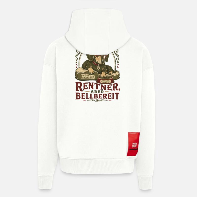 Retraités mais prêts à aboyer - Veste à capuche bio épaisse oversize fabriqué en UE - OFF WHITE