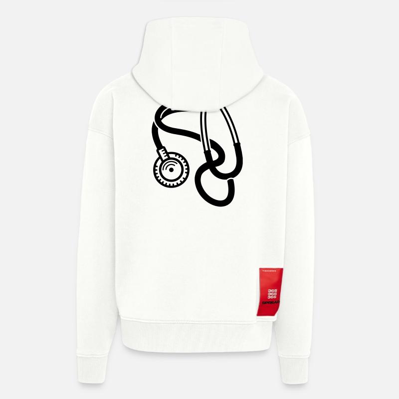 stéthoscope - Veste à capuche bio épaisse oversize fabriqué en UE - OFF WHITE