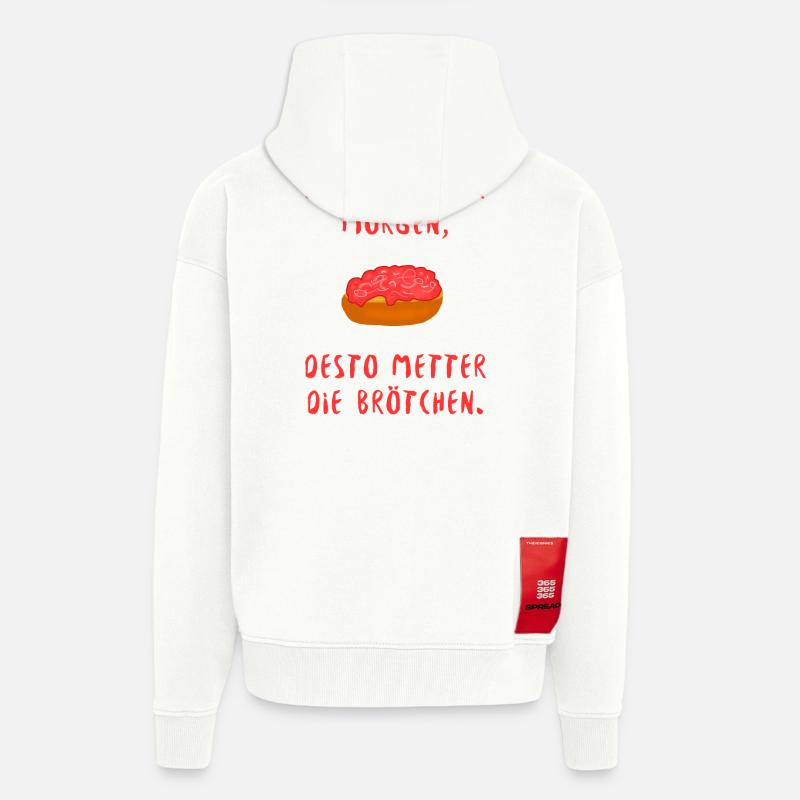Mett Spruch Brötchen lustig witzig dumm - Zip Hoodie - made by SPREAD - OFF WHITE