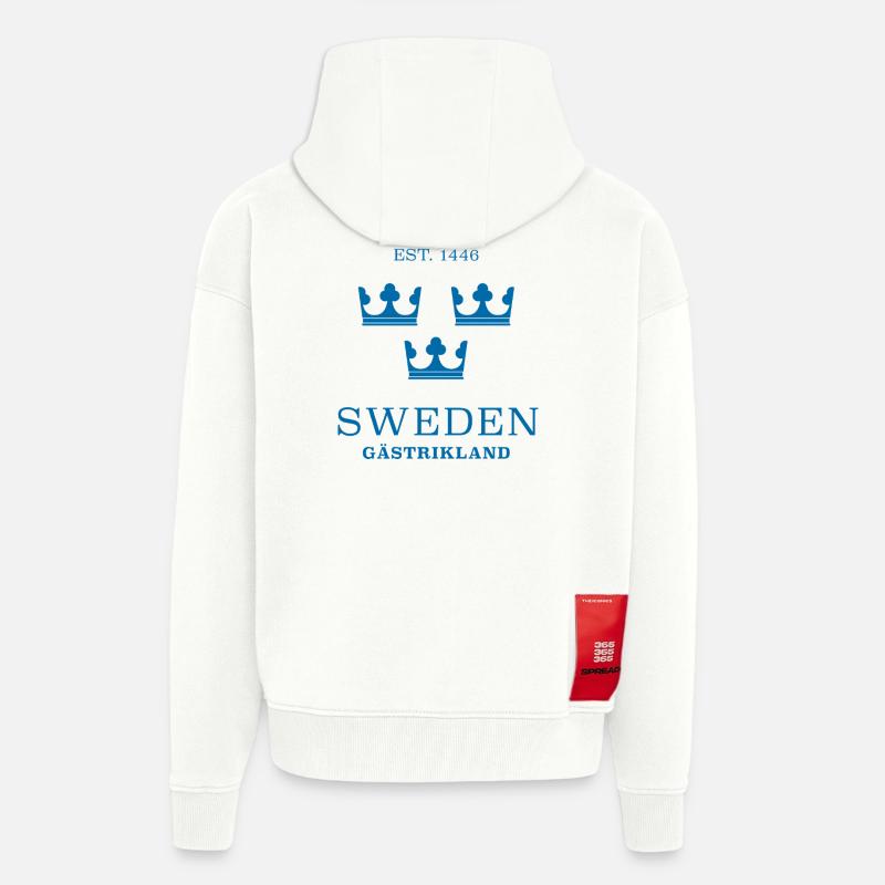Gävle, Suède, Suède - Veste à capuche bio épaisse oversize fabriqué en UE - OFF WHITE
