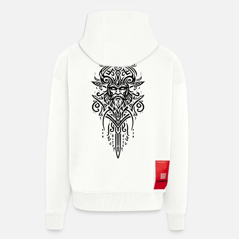 Mächtiges Stammes-Wikingermuster, Symbol der Stärke - Zip Hoodie - made by SPREAD - OFF WHITE