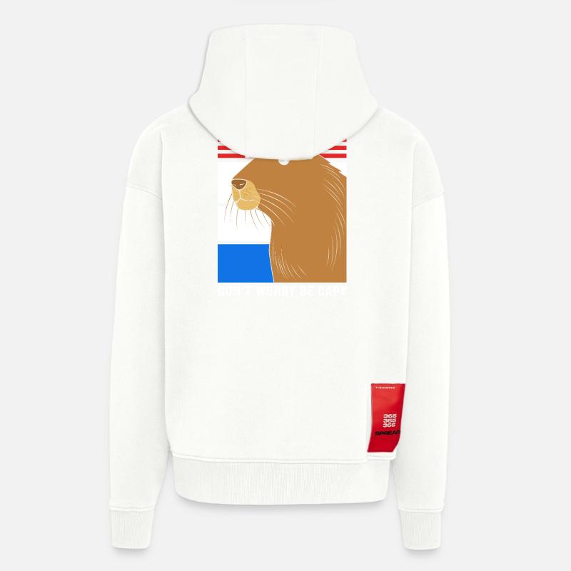 Ne t’inquiète pas, sois capy capybara - Veste à capuche bio épaisse oversize fabriqué en UE - OFF WHITE