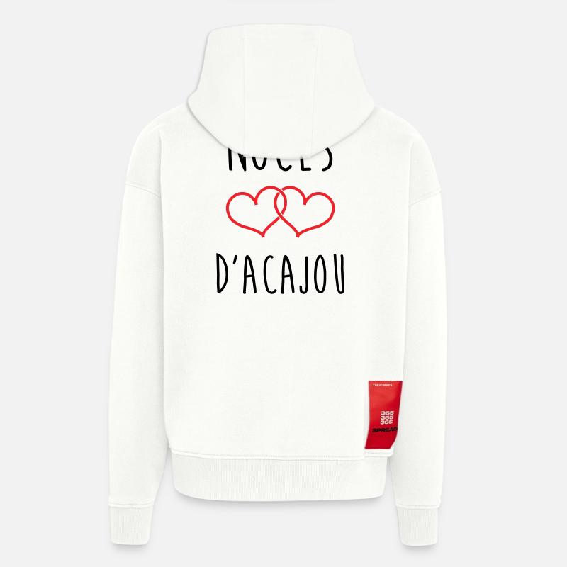 noces d'acajou 27 ans de mariage - Veste à capuche bio épaisse oversize fabriqué en UE - OFF WHITE