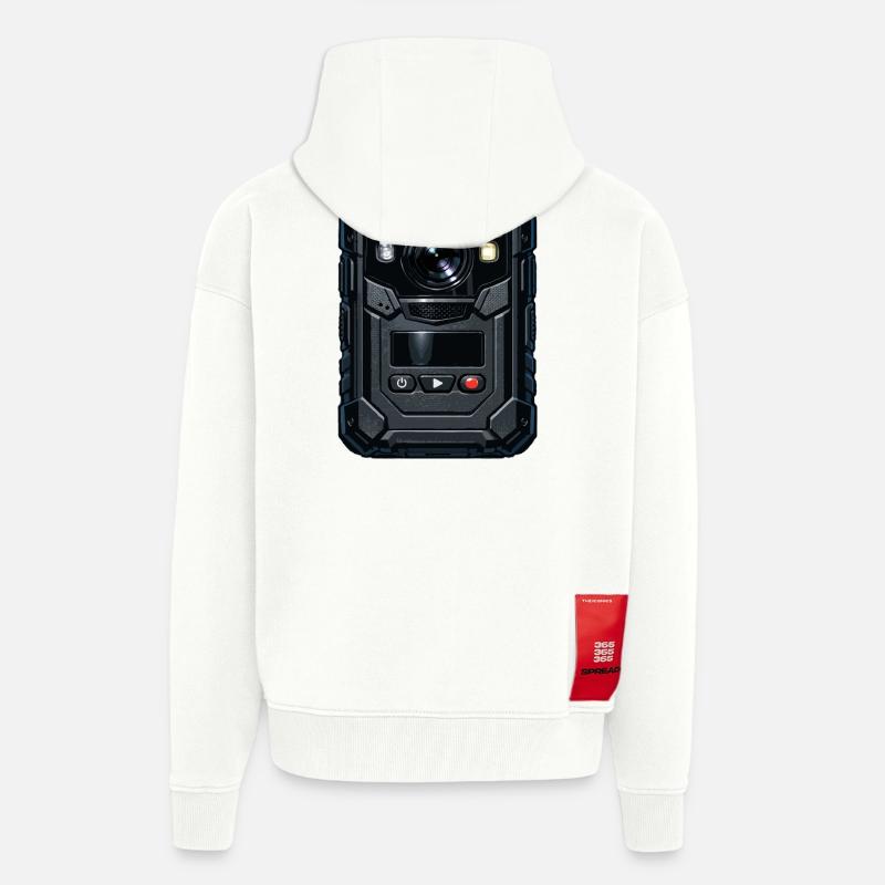 Illustration de caméra d’action robuste - Veste à capuche bio épaisse oversize fabriqué en UE - OFF WHITE