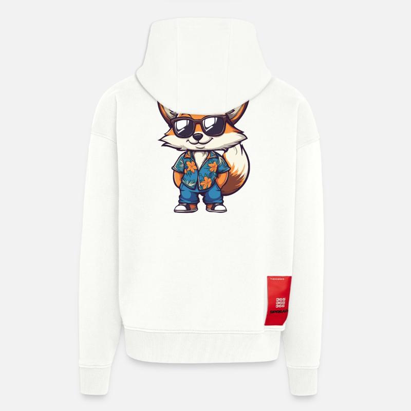 Fuchs Comic Urlaub - Zip Hoodie - made by SPREAD - OFF WHITE