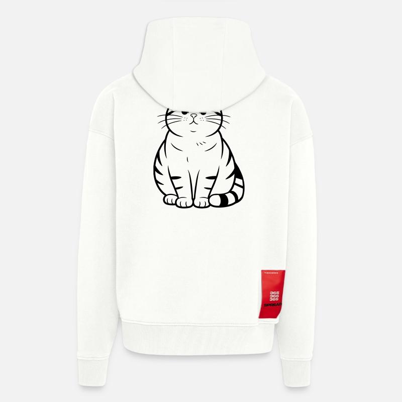 gros chat mignon - Veste à capuche bio épaisse oversize fabriqué en UE - OFF WHITE